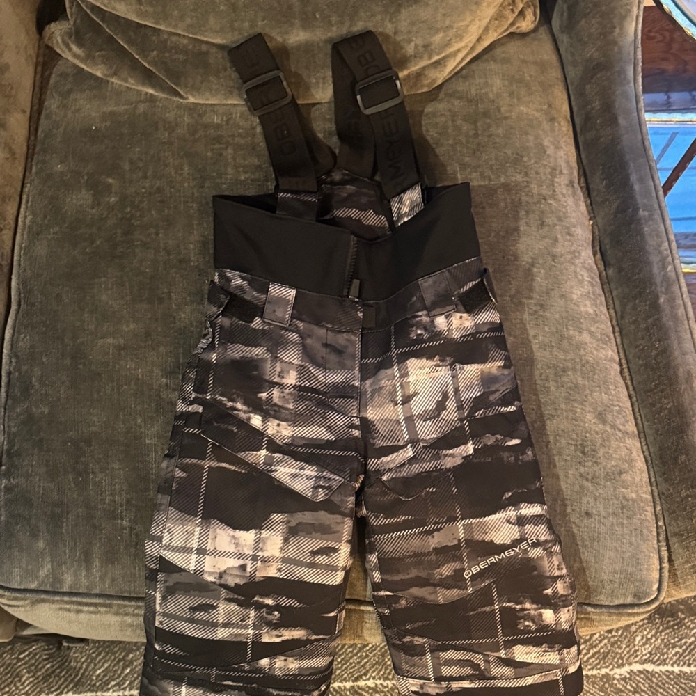 Obermeyer Kids' Black and Gray Plaid snow pants